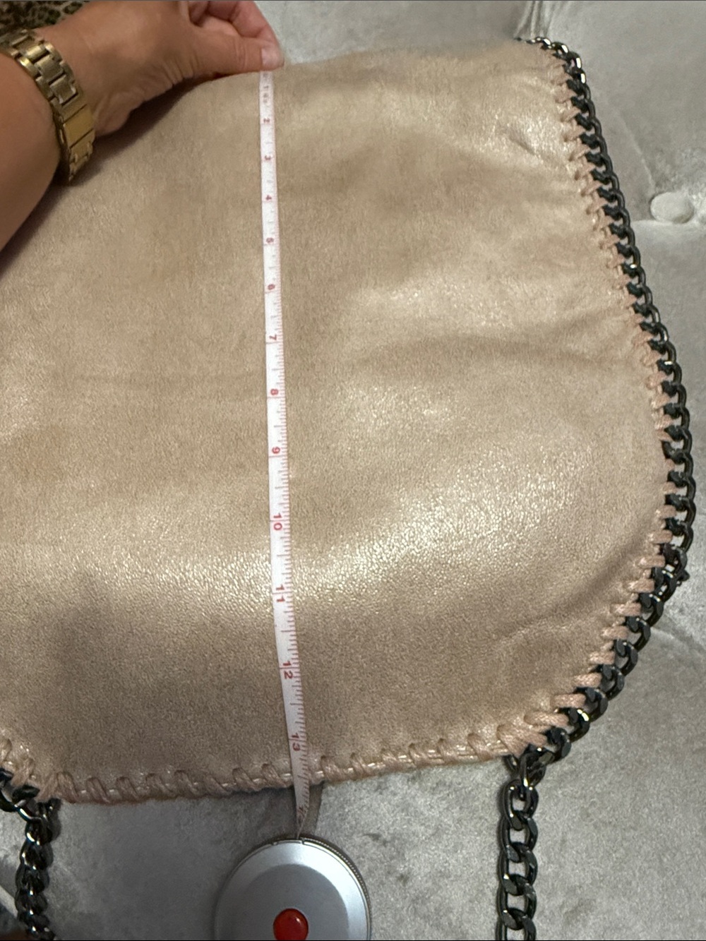 Madden Soft Taupe Chain-Trim Shoulder Bag, new - Picture 8 of 11